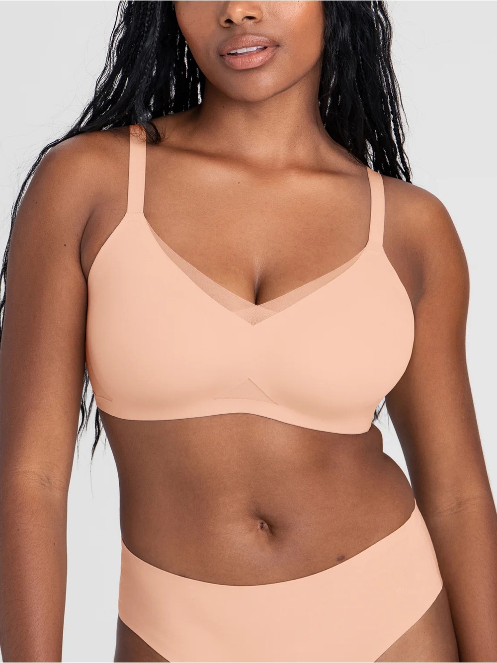 Honeylove CrossOver Bra Blush Nude Large T-shirt Bra Comfort Wireless Bra Comfy